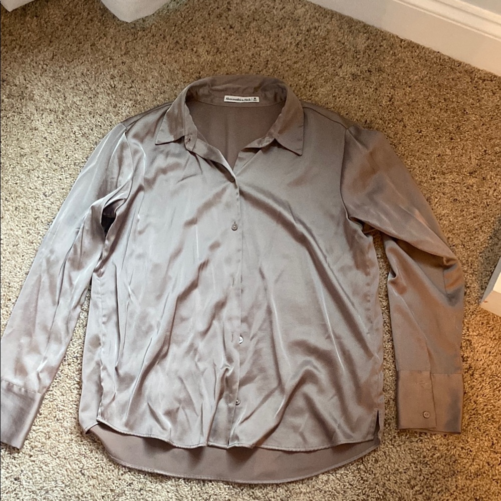 Abercrombie & Fitch Men's Casual Taupe Button Down Shirt